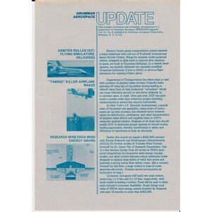 Grumman Aerospace Update Vol. 12 No. 4 (c.1978) NASA Space Shuttle + More!